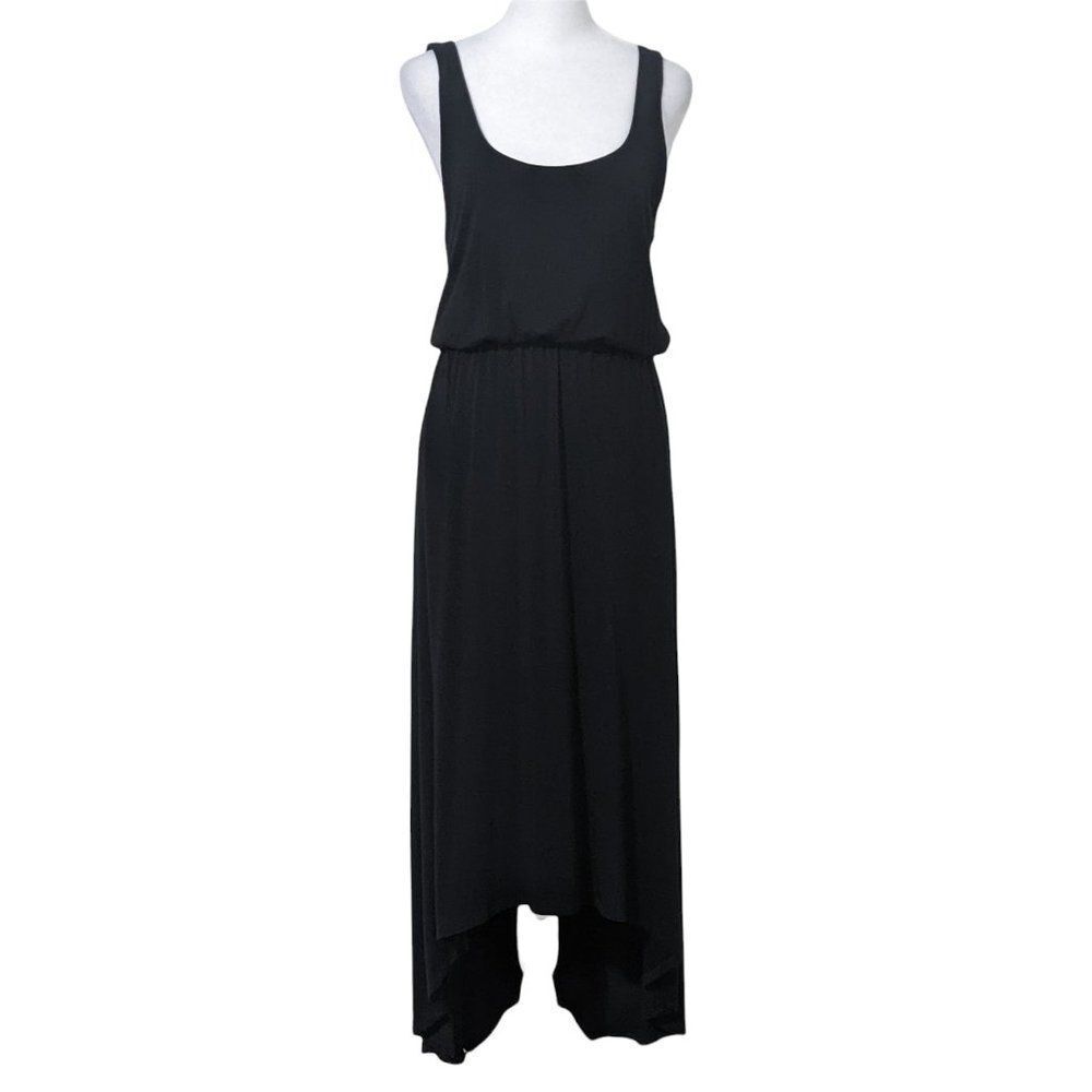 Felicity & Coco High Low Black Midi Dress Size XS Black Stretchy Knit Sundress
